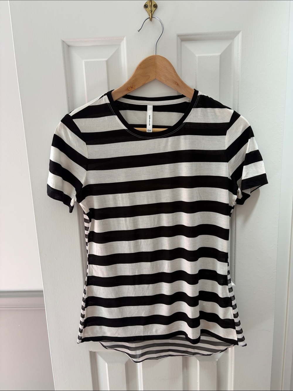 Kieran Millen Black and White Striped Short-Sleeve Tee